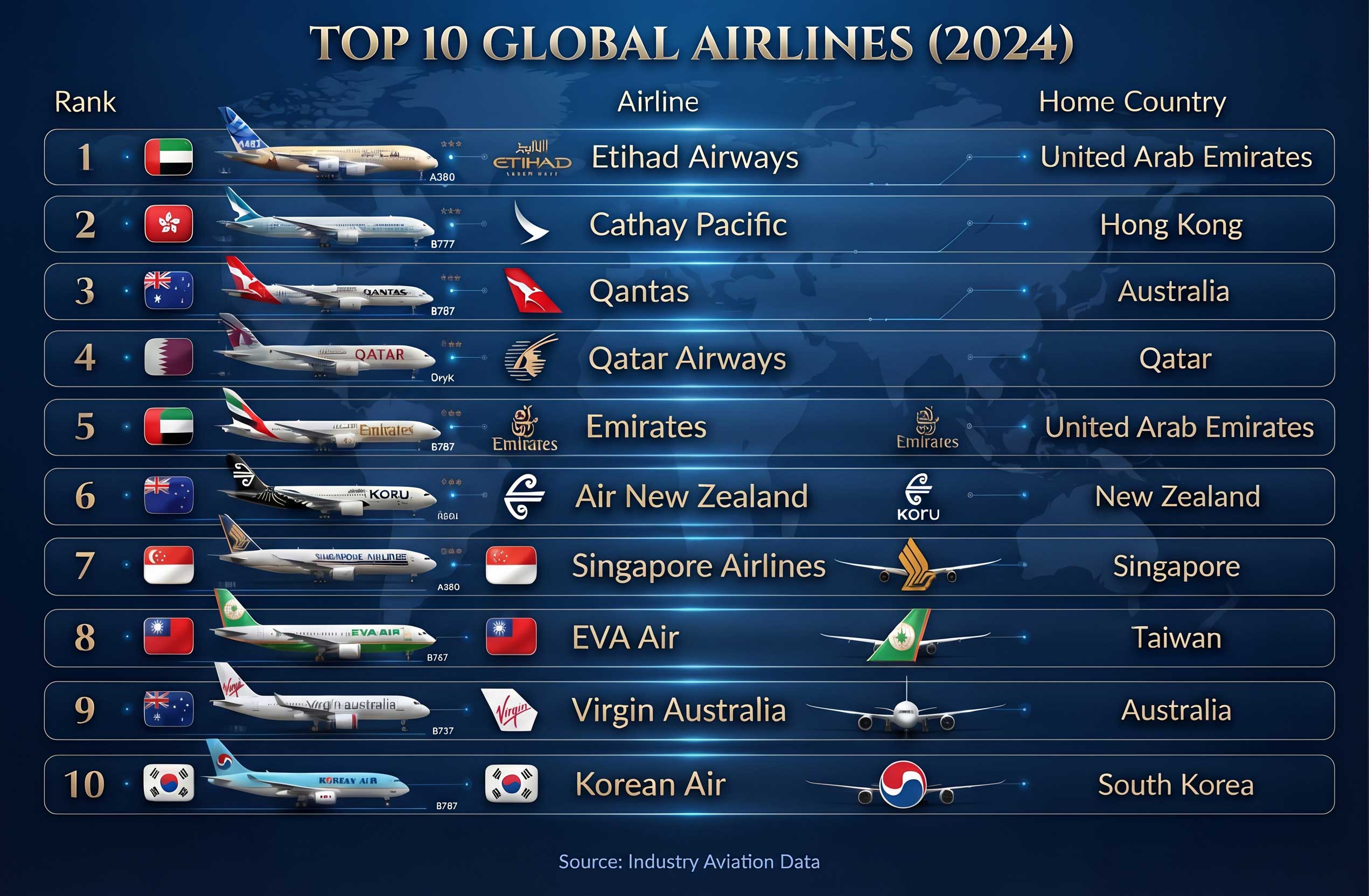 Top 10 Safest Full-Service Airlines in the World